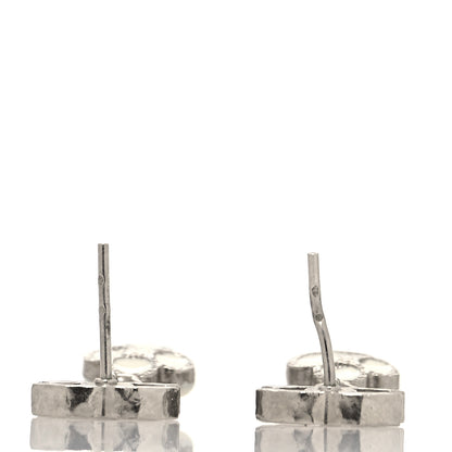 Chanel Flower CC Drop Earrings White Silver 3 of 4