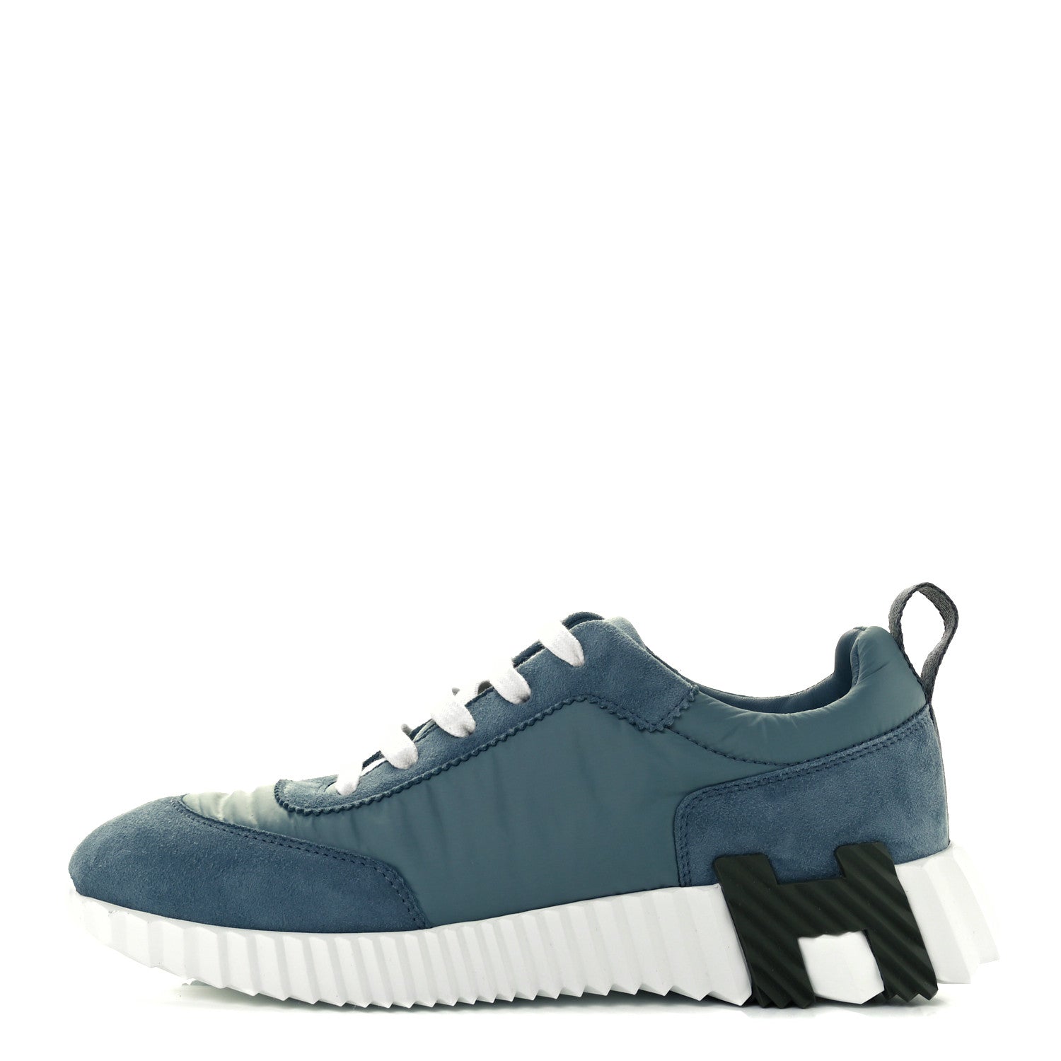Hermes Parachute Fabric Suede Goatskin Bouncing Sneakers 37.5 Bleu Bleu Pinede 1 of 8