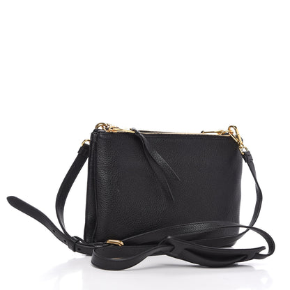 Prada Vitello Daino Double Zip Crossbody Bag Black 3 of 10