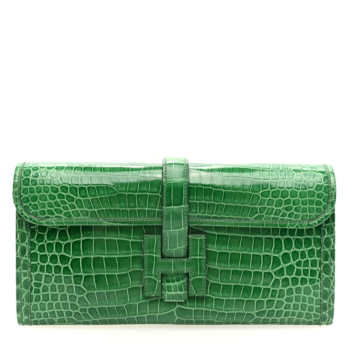 Hermes Shiny Porosus Crocodile Jige Elan 29 Clutch Cactus 1 of 7