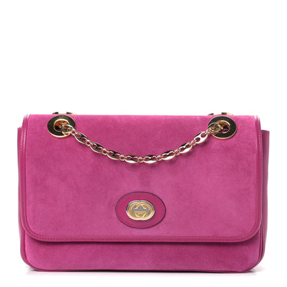 Gucci Suede Azalea Calfskin Small Marina Chain Shoulder Bag Fucsia 1 of 4