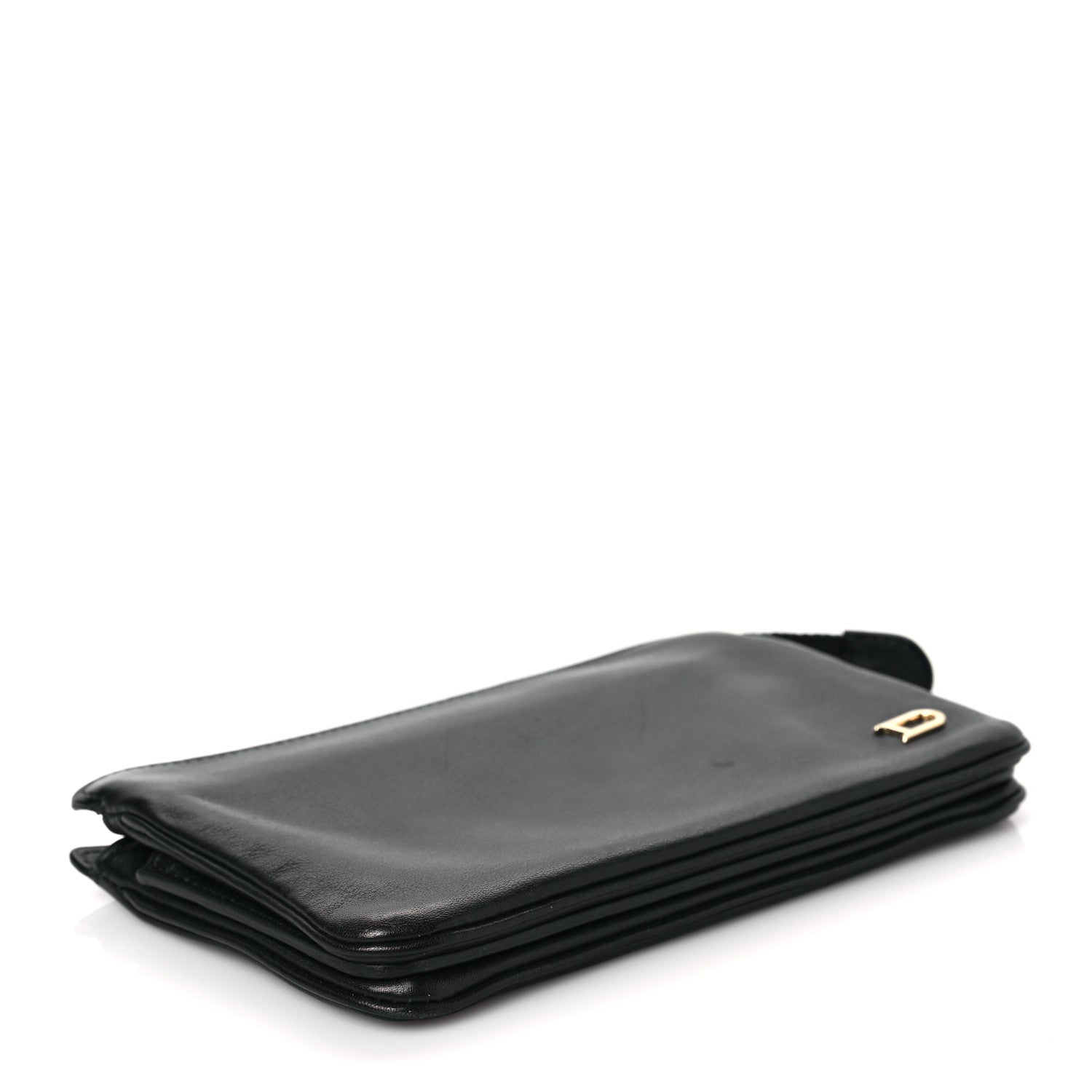 Delvaux Grained Calfskin Triple Wristlet Pouch Black 3 of 6