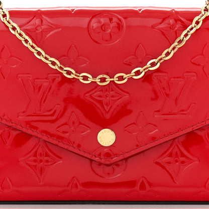 Louis Vuitton Vernis Felicie Pochette Chain Wallet Cherry 8 of 13