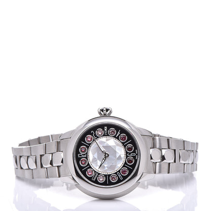 Fendi Stainless Steel Mother of Pearl Topaz Spinel 33mm Ishine Rotating Gem Quartz Watch Black 5 of 9