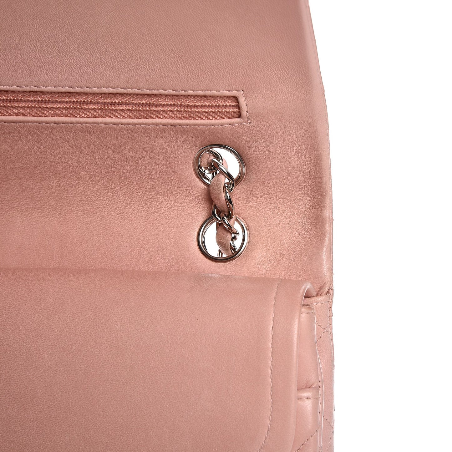 Lambskin Quilted Medium Double Flap Light Pink