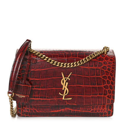 Saint Laurent Calfskin Crocodile Embossed Medium Monogram Sunset Amber 1 of 11