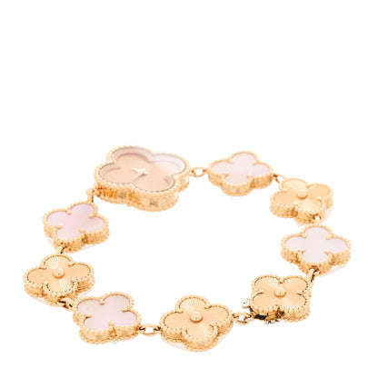 Van Cleef & Arpels 18K Rose Gold Mother of Pearl Guilloche 23mm Sweet Alhambra Quartz Watch 3 of 5