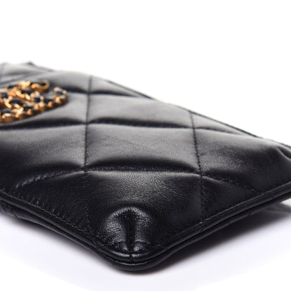 Chanel Goatskin Quilted Chanel 19 Flat Wallet Pouch Black 7 of 13