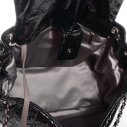 Chanel Vinyl Graphic Edge Accordion Flap Bag Black 5 of 7