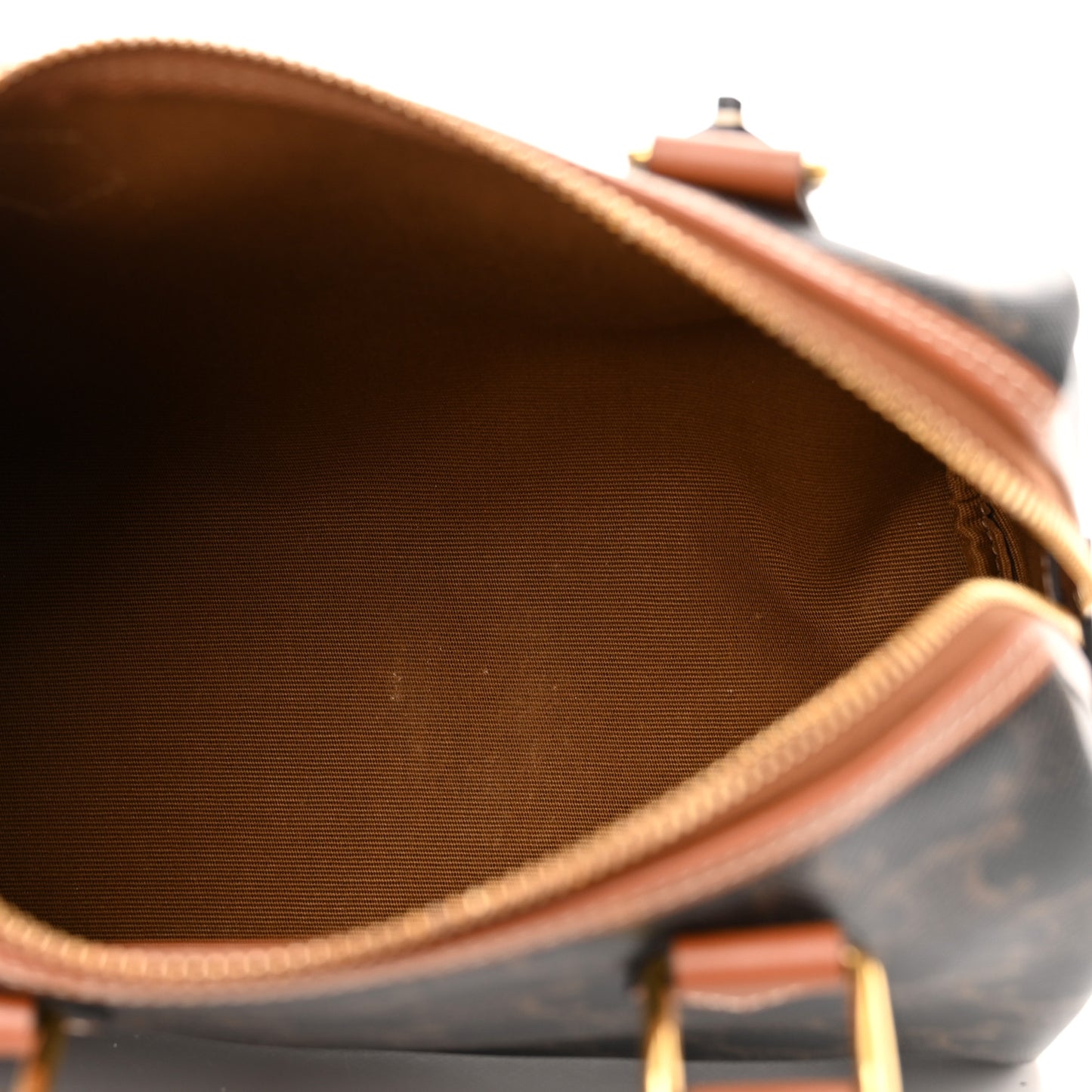 Triomphe Canvas Calfskin Small Boston Bag Tan