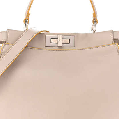 Fendi Vitello Seta Burro Medium Peekaboo Iconic Satchel Grigio Polvere Mattone 9 of 18