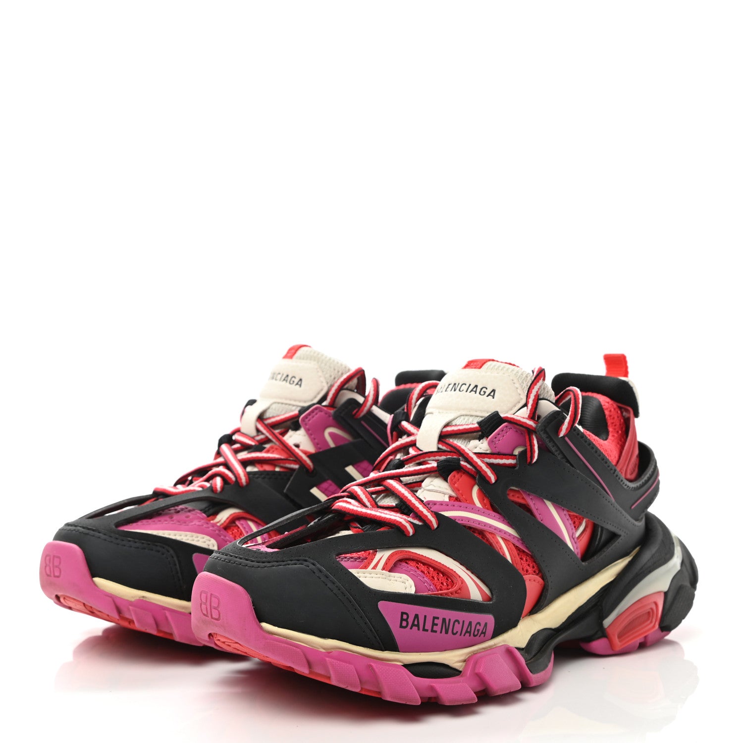 Balenciaga Mesh Nylon Womens Track Sneakers 36 Black Pink Red 3 of 8
