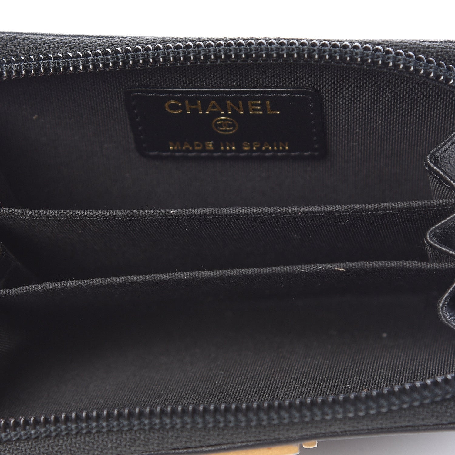Chanel Calfskin Quilted Zip Around Boy Coin Purse Wallet Black 5 of 8