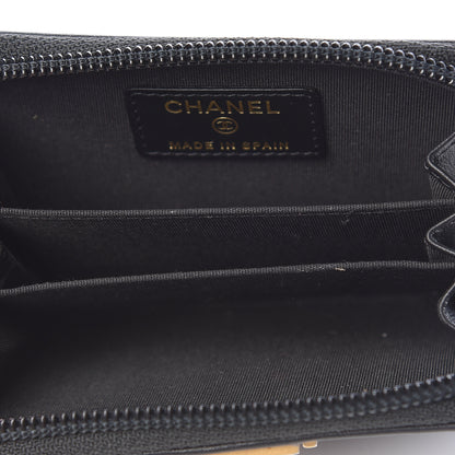 Chanel Calfskin Quilted Zip Around Boy Coin Purse Wallet Black 5 of 8