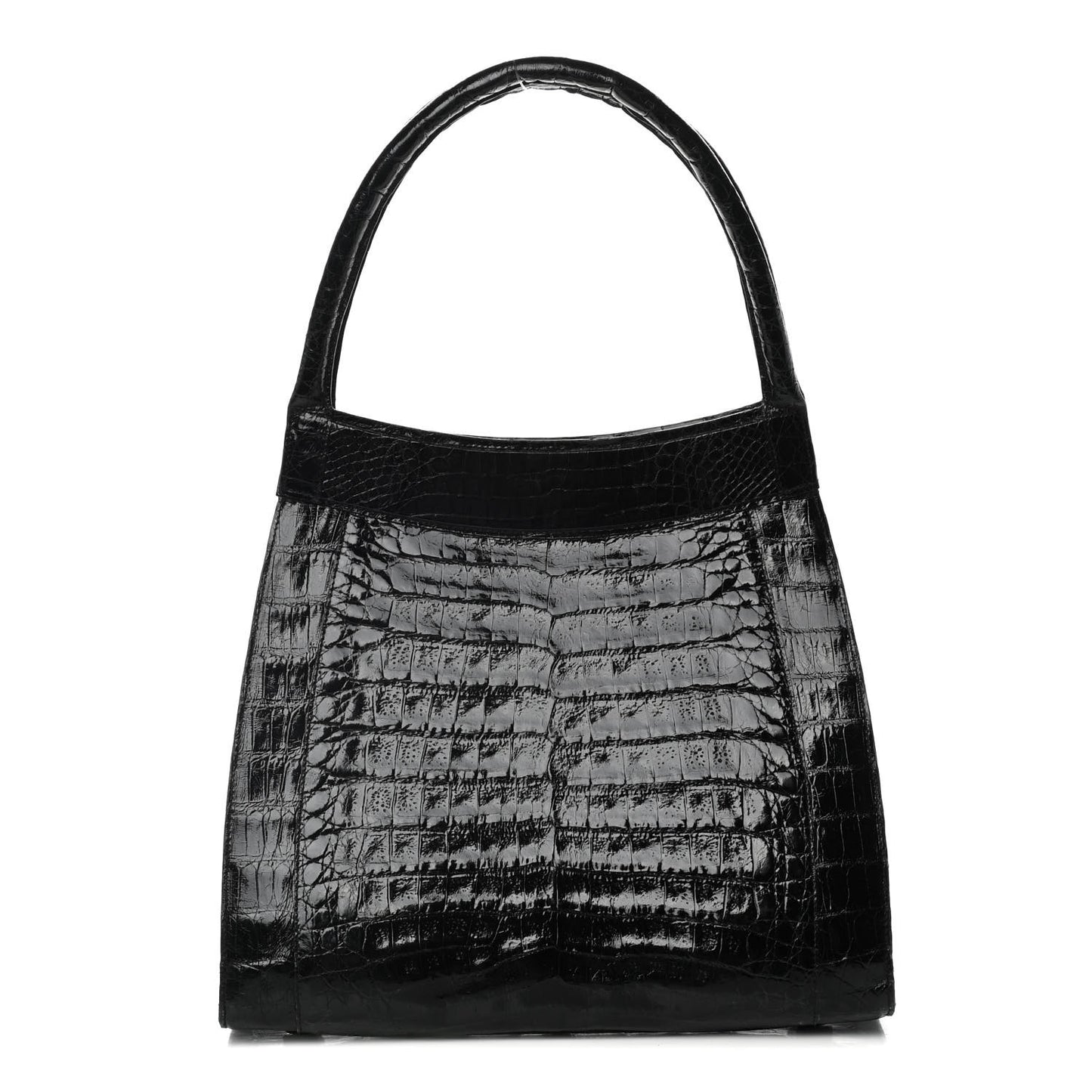 Crocodile Top Handle Bag Black