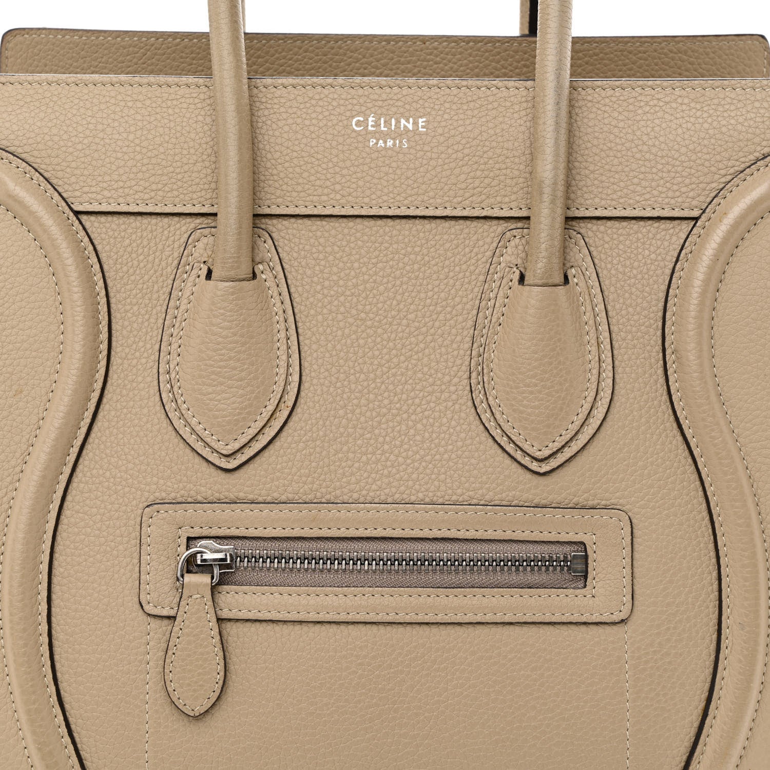 Celine Drummed Calfskin Micro Luggage Dune 10 of 13