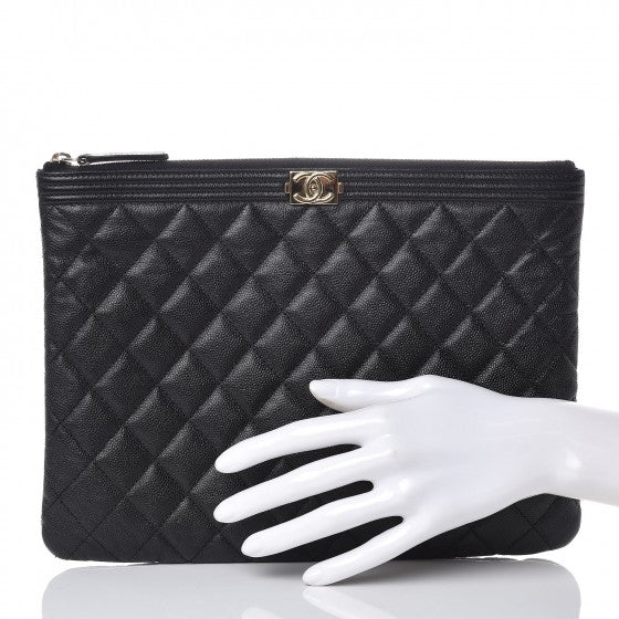 Chanel Caviar Quilted Medium Boy Cosmetic Case Black 2 of 7