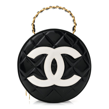Chanel Patent CC Round Vanity Case Black 1 of 11