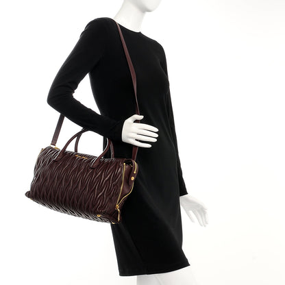 Miu Miu Nappa Matelasse Large Trapeze Zip Tote Granato 3 of 9