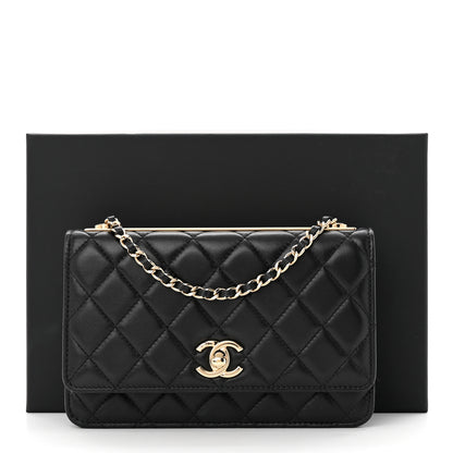 Chanel Lambskin Quilted Trendy CC Wallet On Chain WOC Black 13 of 13