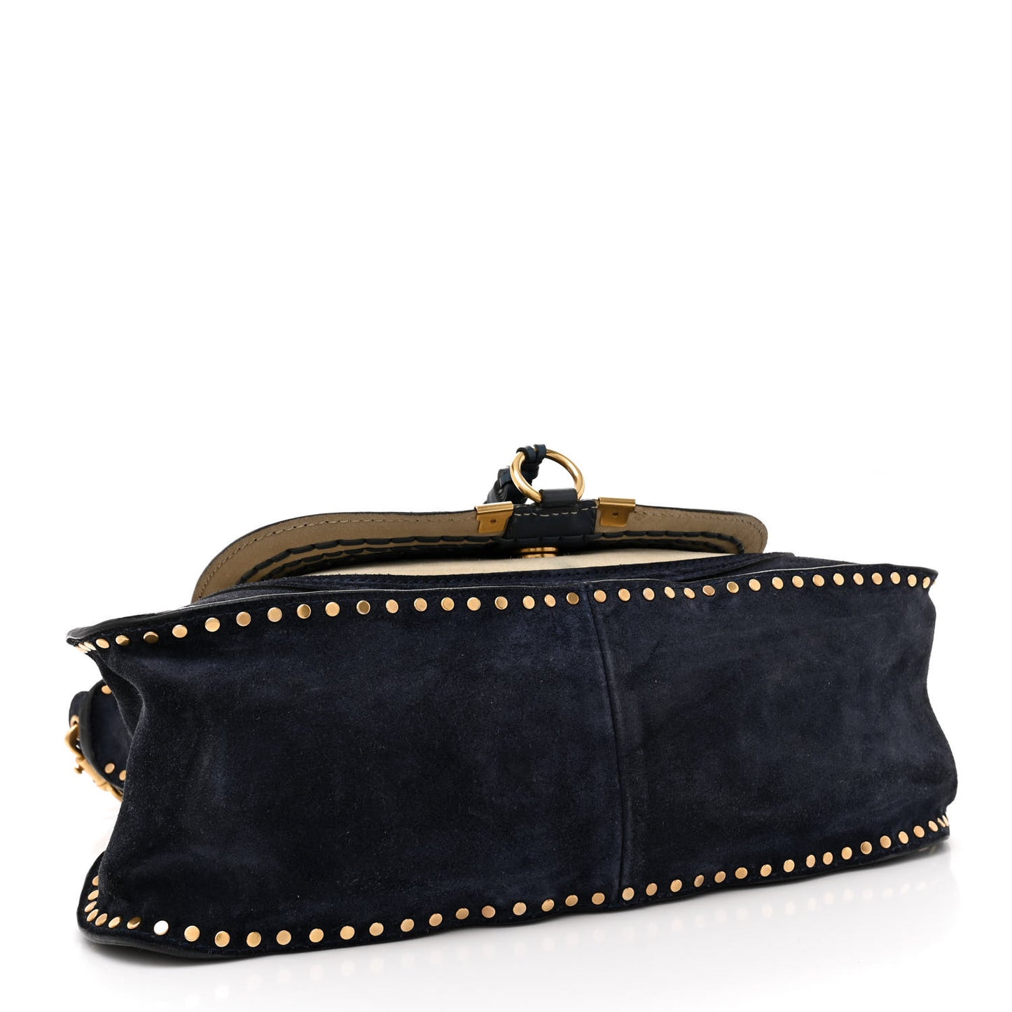 Suede Calfskin Braided Medium Marcie Satchel Navy