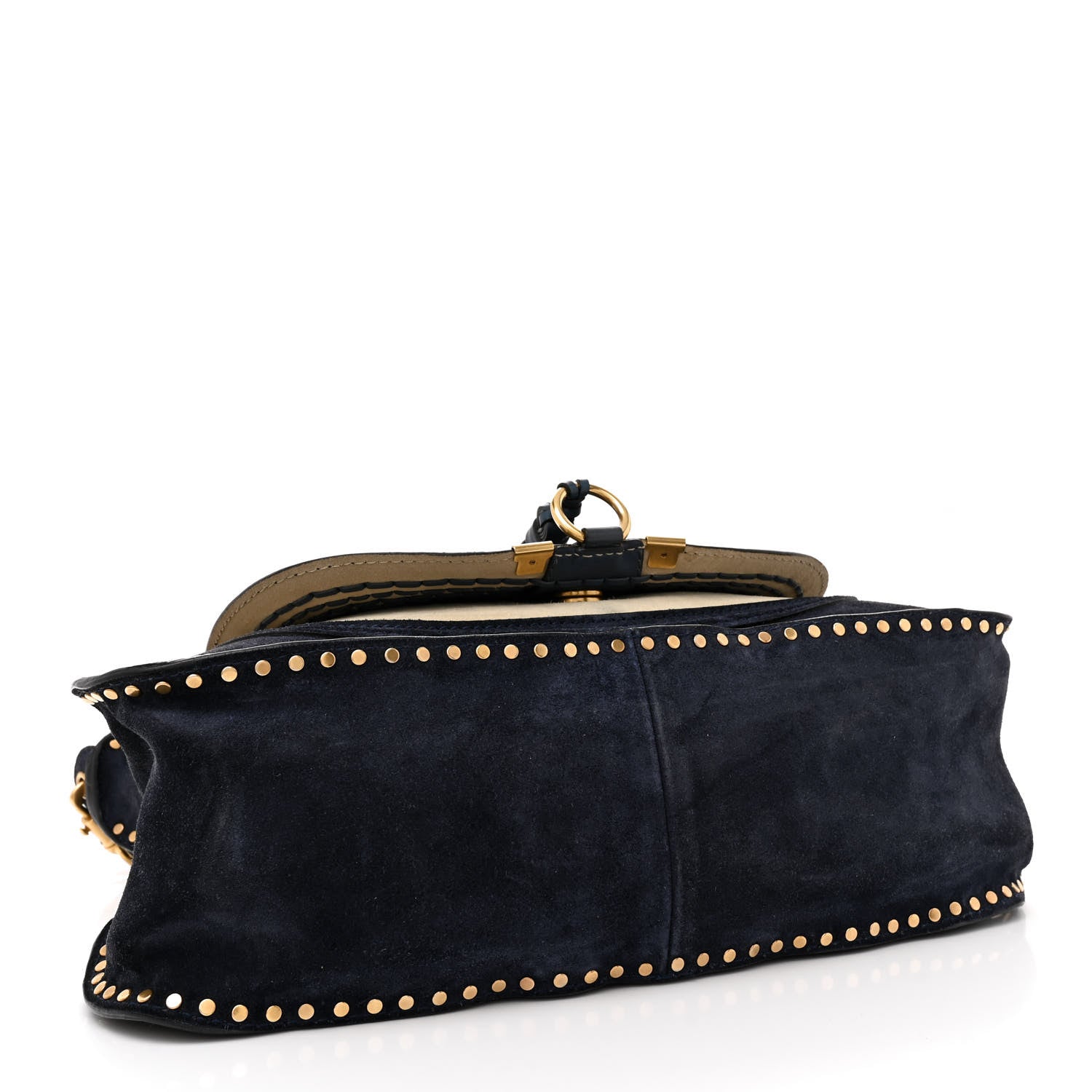 Chloe Suede Calfskin Braided Medium Marcie Satchel Navy 4 of 15