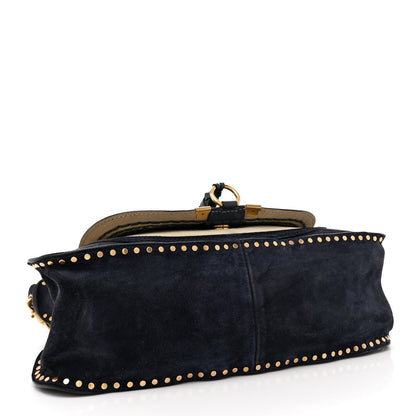 Chloe Suede Calfskin Braided Medium Marcie Satchel Navy 4 of 15