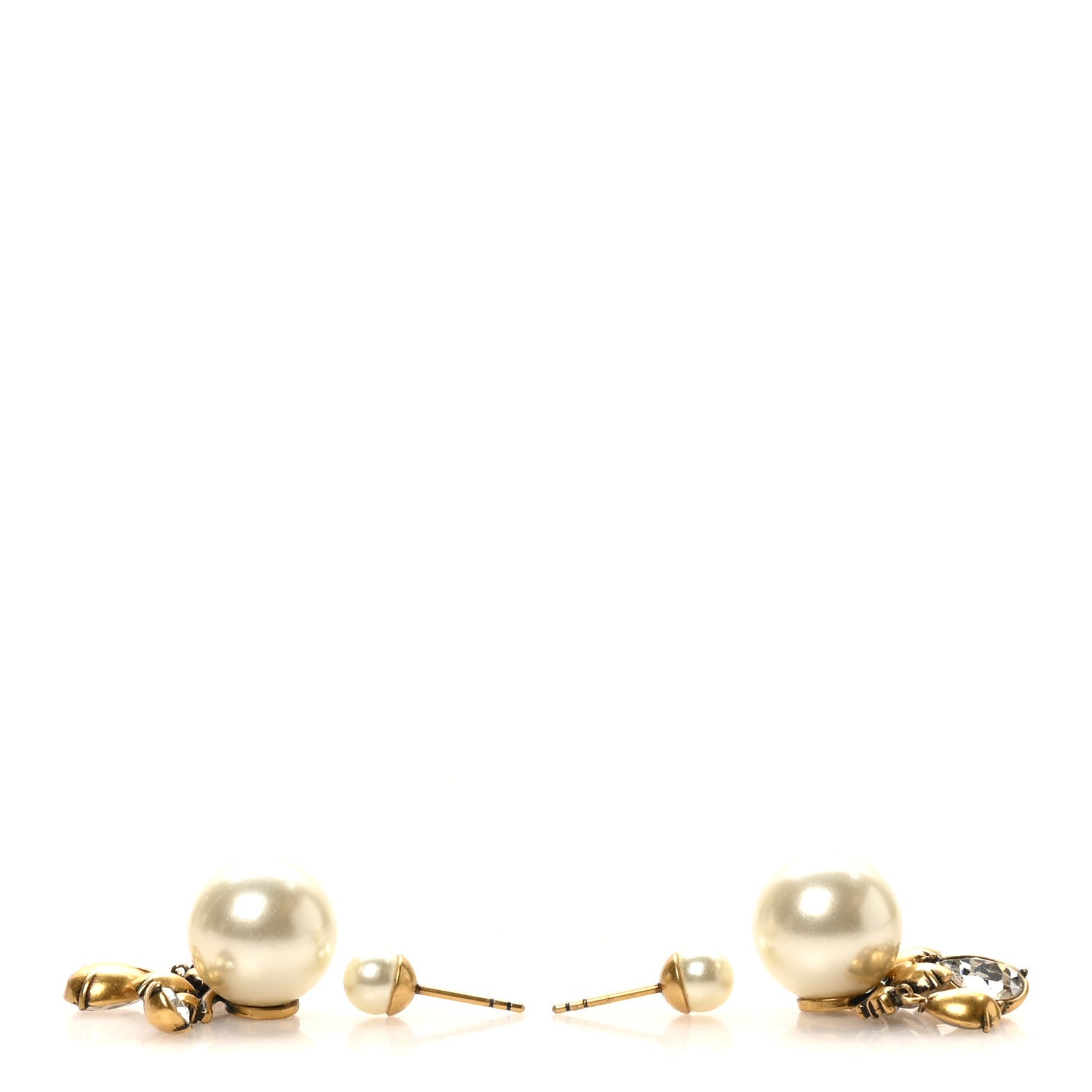 Christian Dior Pearl Crystal Tribales Earrings Gold 7 of 10