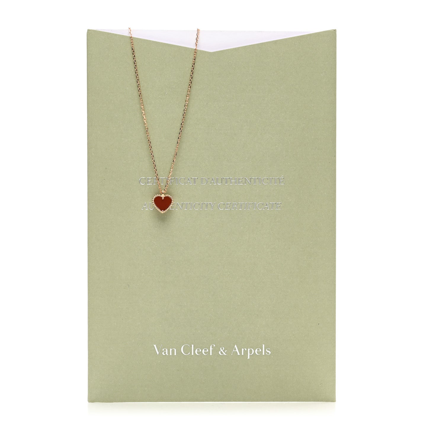 18k Rose Gold Carnelian Sweet Alhambra Heart Pendant Necklace