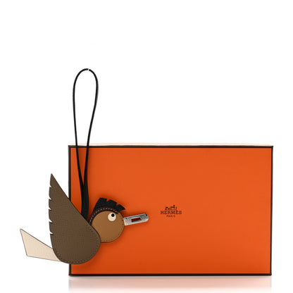 Hermes Epsom Swift Chevre Mysore Birdy Bag Charm Etoupe Nata Biscuit Rouge Sellier Black 5 of 5