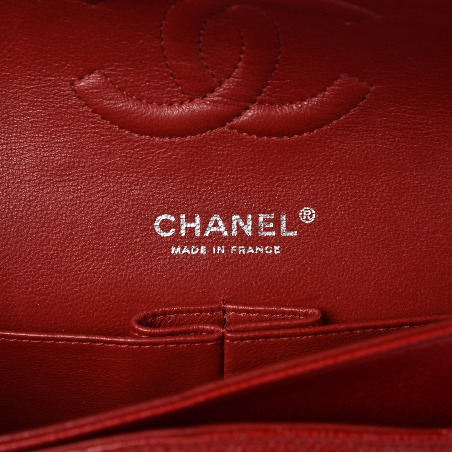 Caviar Quilted Medium Double Flap Red