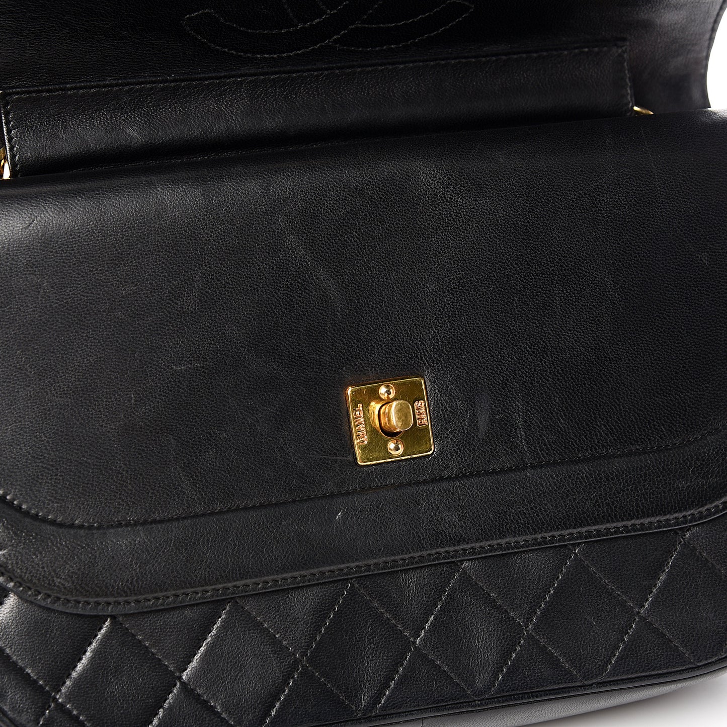 Lambskin Quilted Small Double Flap Black