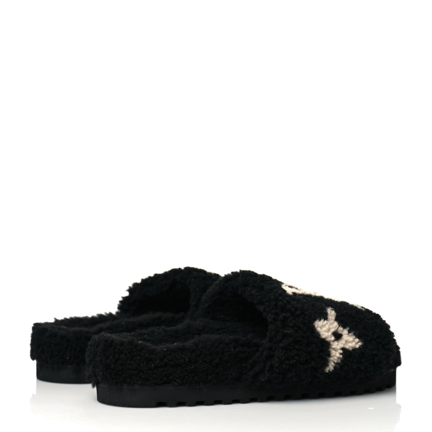 Louis Vuitton Shearling Monogram Giant Paseo Flat Comfort Mule 38 Black 4 of 8