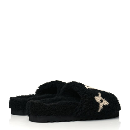 Louis Vuitton Shearling Monogram Giant Paseo Flat Comfort Mule 38 Black 4 of 8