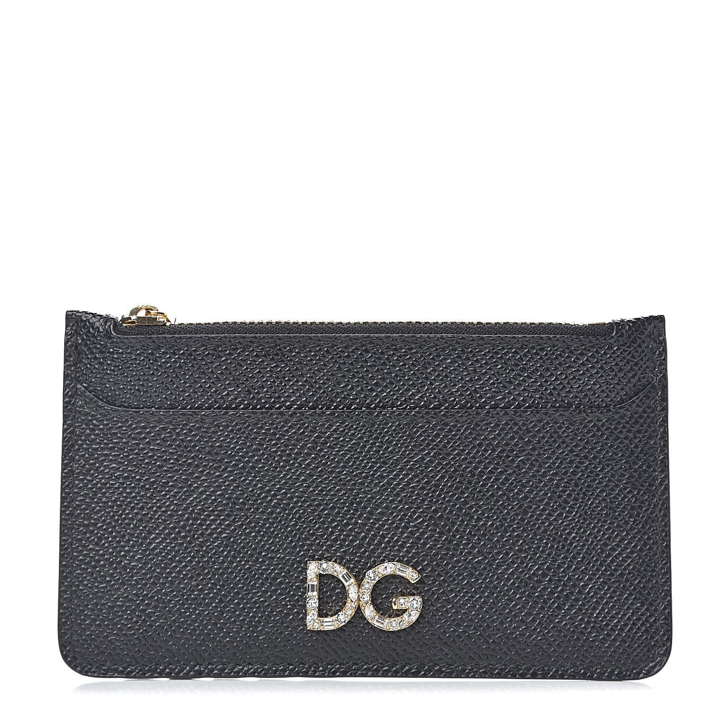 Dauphine Embellished Logo Zip Card Holder Black