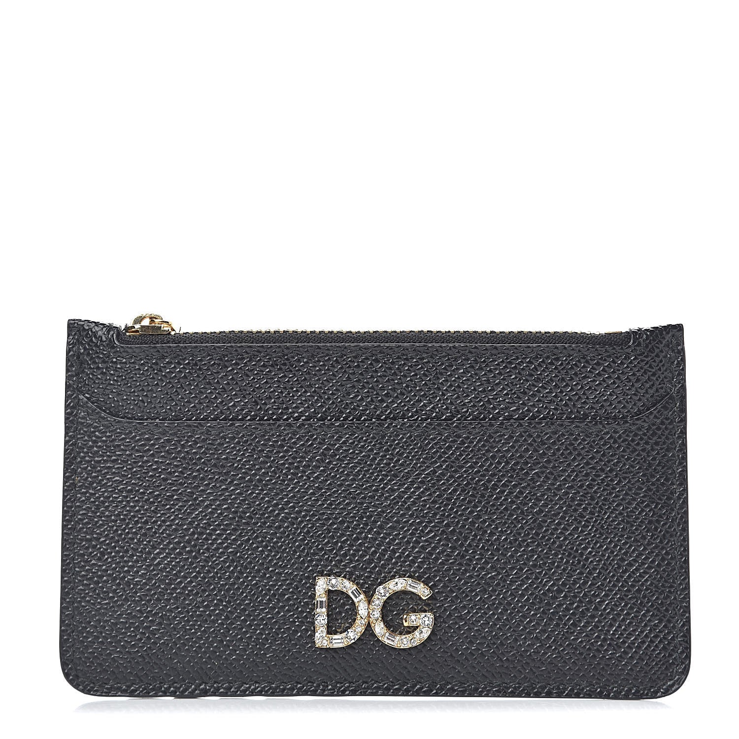 Dolce & Gabbana Dauphine Embellished Logo Zip Card Holder Black 1 of 7
