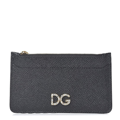 Dolce & Gabbana Dauphine Embellished Logo Zip Card Holder Black 1 of 7