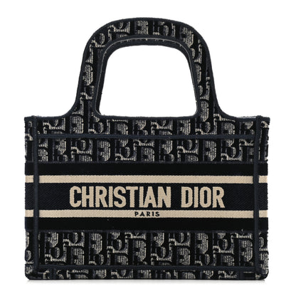 Christian Dior Velvet Oblique Embroidered Mini Book Tote Blue 1 of 10