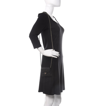 Chanel Caviar Quilted Flap Card Holder On Chain Black 2 of 11
