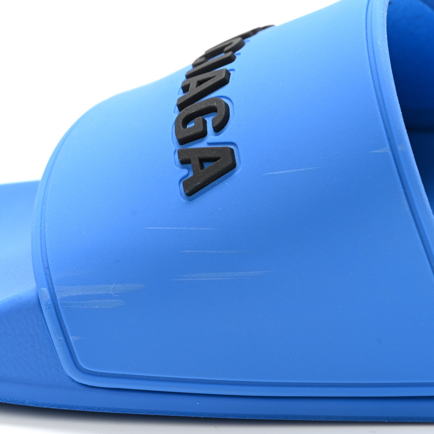 Balenciaga PVC Logo Mens Pool Slide Sandals 41 Screen Blue Black 8 of 9