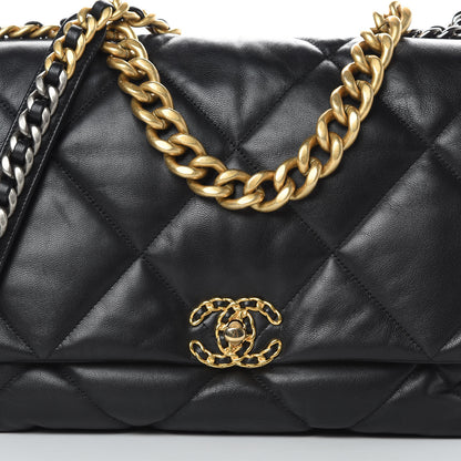 Chanel Goatskin Quilted Maxi 19 Flap Black 8 of 11