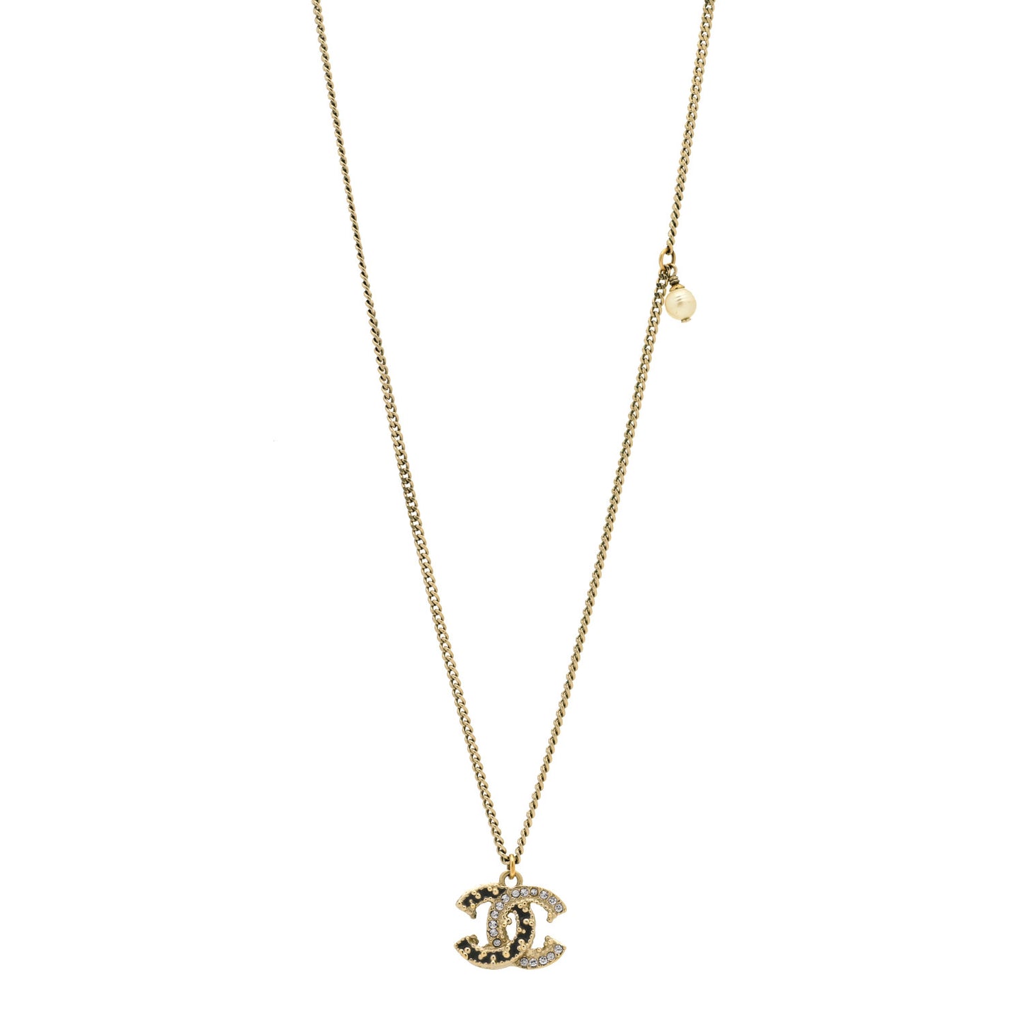 Crystal CC Pendant Necklace Bronze Dore Violet White Nacre