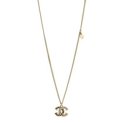 Chanel Crystal CC Pendant Necklace Bronze Dore Violet White Nacre 1 of 5