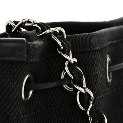 Chanel Canvas Deauville Drawstring Bucket Bag Black 13 of 15
