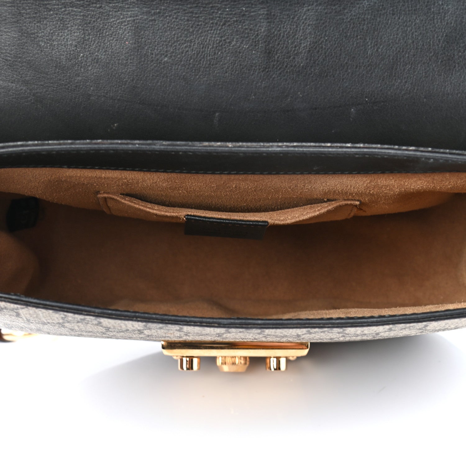 Gucci GG Supreme Monogram Web Medium Padlock Messenger Shoulder Bag Black 4 of 8