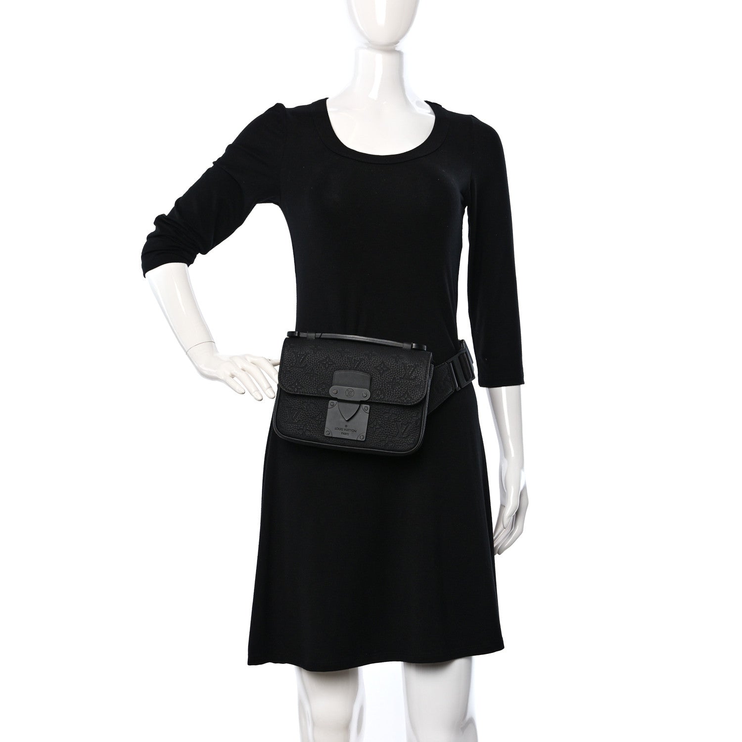 Louis Vuitton Taurillon Monogram S Lock Sling Bag Black 2 of 8