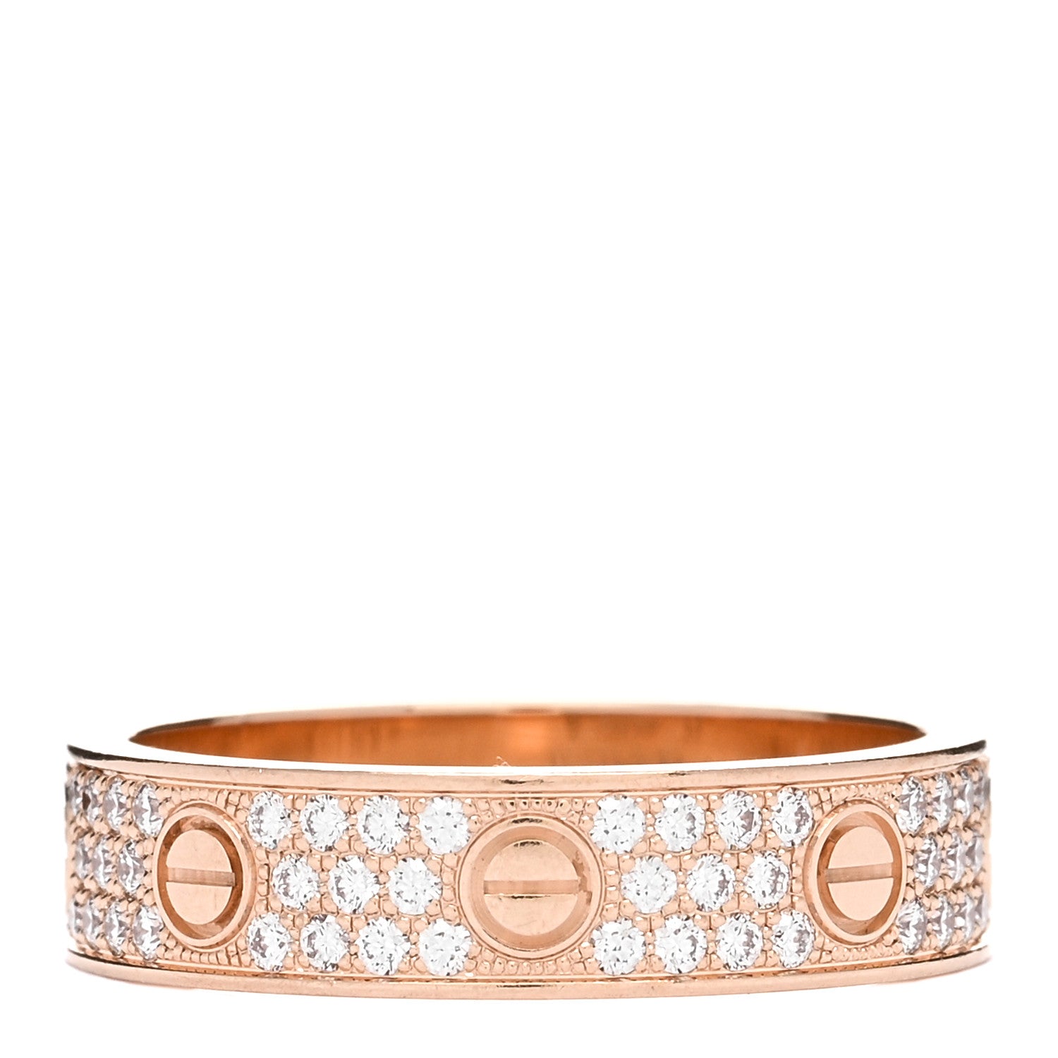 Cartier 18K Pink Gold Diamond 5mm LOVE Wedding Paved Band Ring 53 6.5 2 of 4