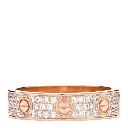 Cartier 18K Pink Gold Diamond 5mm LOVE Wedding Paved Band Ring 53 6.5 2 of 4