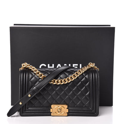 Chanel Lambskin Quilted Medium Boy Flap Black 14 of 14