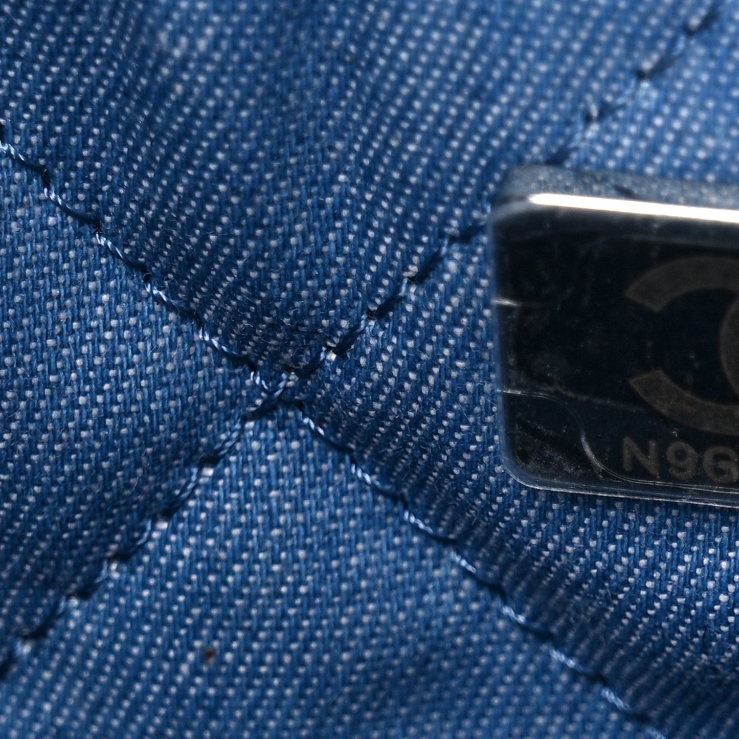 Denim Quilted Small Chanel 22 Blue